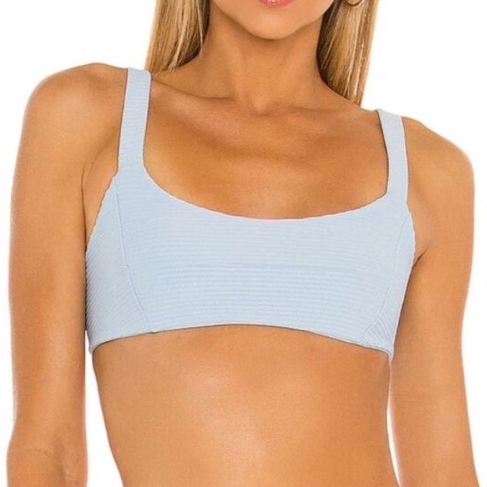 L*Space Jess Bikini Top Light Blue‎ Women’s Size D NWOT